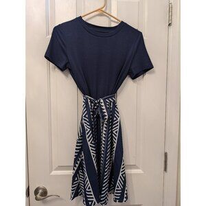 201- Navy Sun Dress with Abstract Bottom
